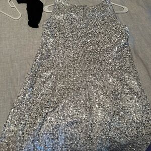 Silver Sequin Embellished Maxi Dress